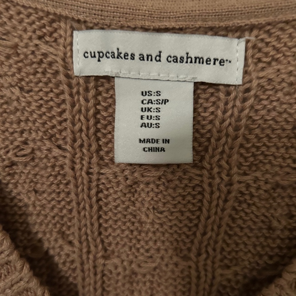 cupcakes & cashmere Women's Brown V-Neck Sweater Vest - Picture 3 of 4